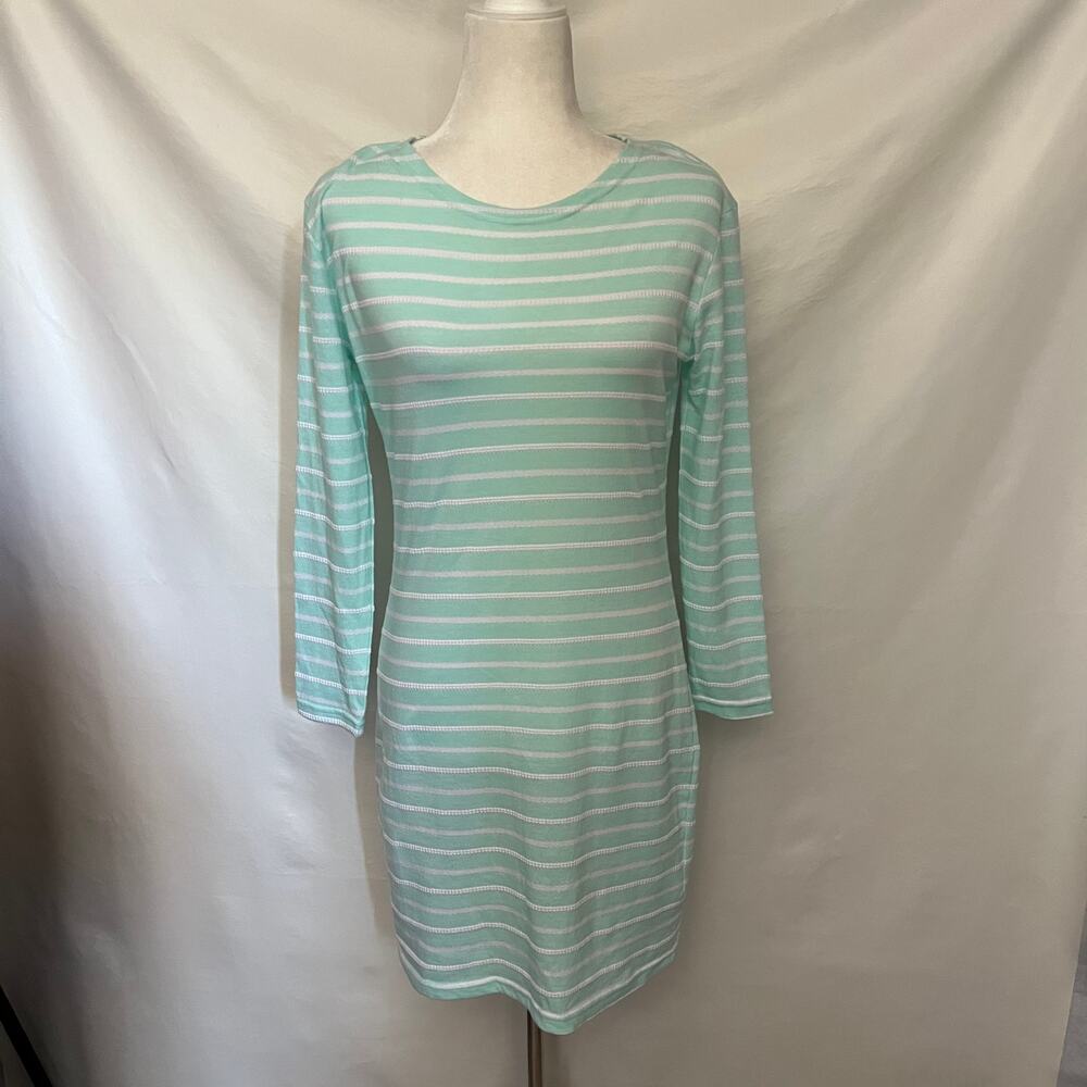 STS Striped Sheath Dress Sz XS Coastal Preppy Long Sleeve Texture MInt Office - Picture 11 of 12